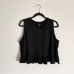 Wild Fable Black Ruffled Peplum Crop Tank Top